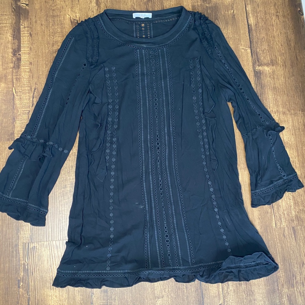 IRO Black Eyelet Detail Tunic Dress